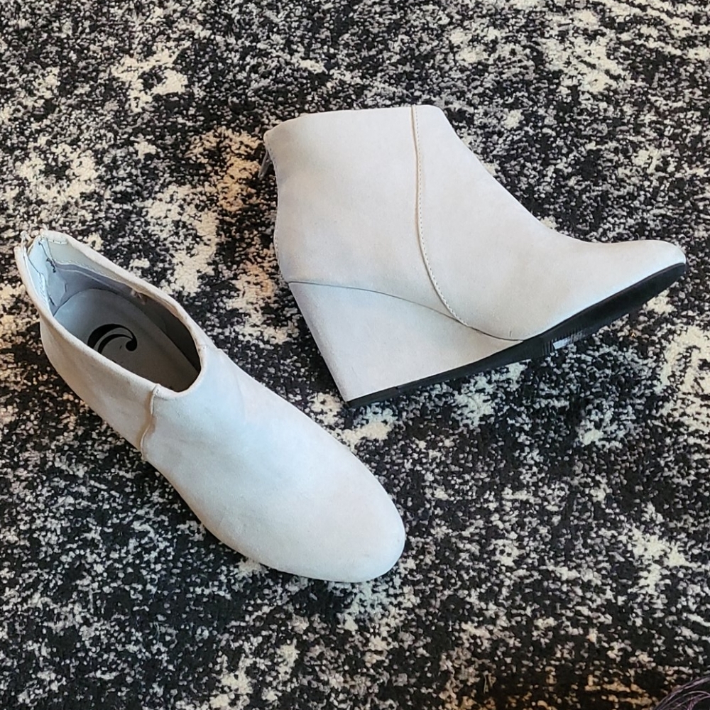 Suede wedge heels